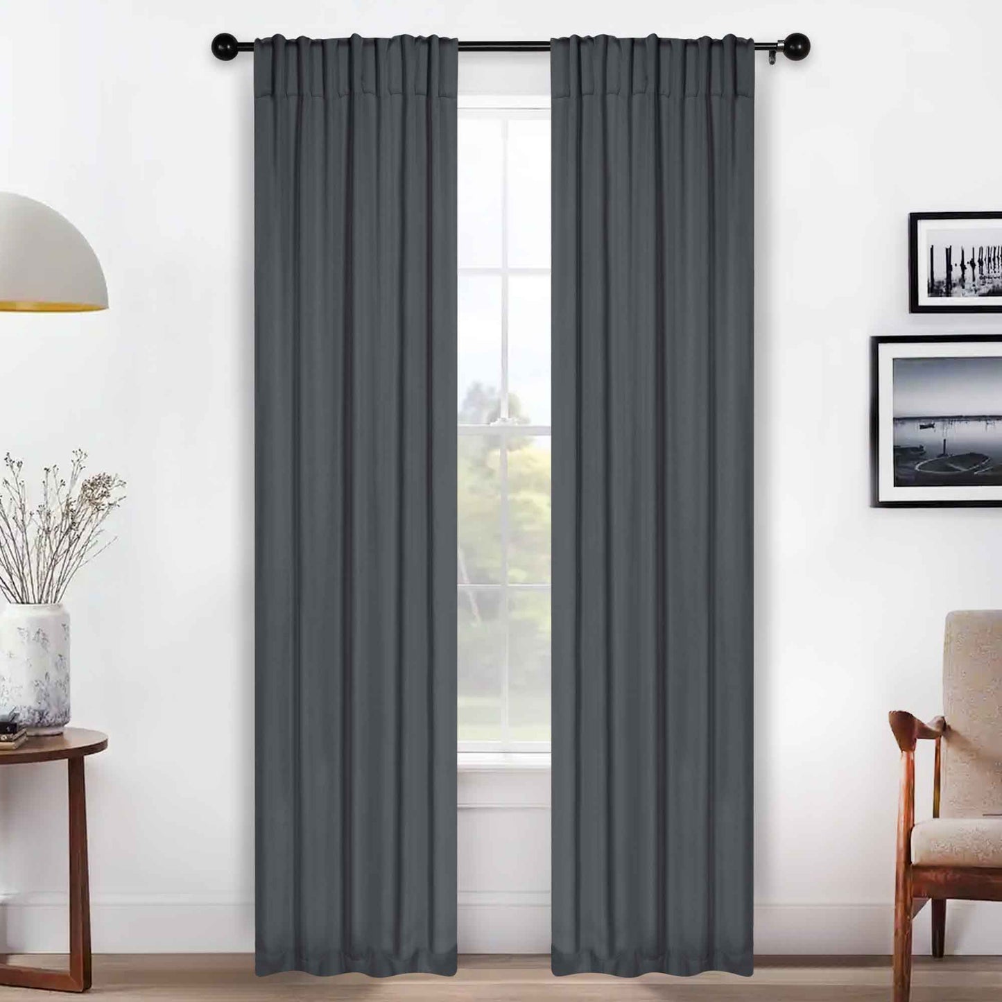 Solid Room Darkening Blackout Curtain Panels. Back Tabs. Set of 2