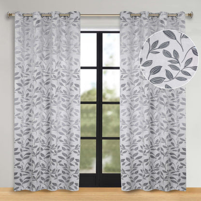 Leaves Room Darkening Washable Blackout Curtain Panels. Set of 2
