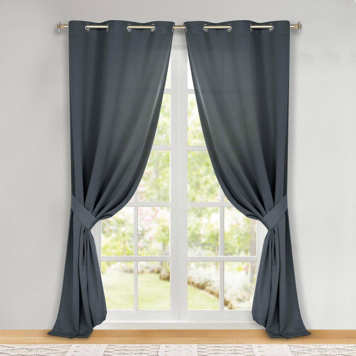 Classic Modern Solid Room Darkening Blackout Curtain Panels. Set of 2
