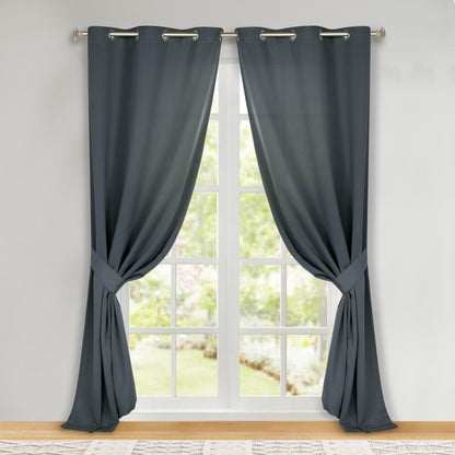 Classic Modern Solid Room Darkening Blackout Curtain Panels. Set of 2
