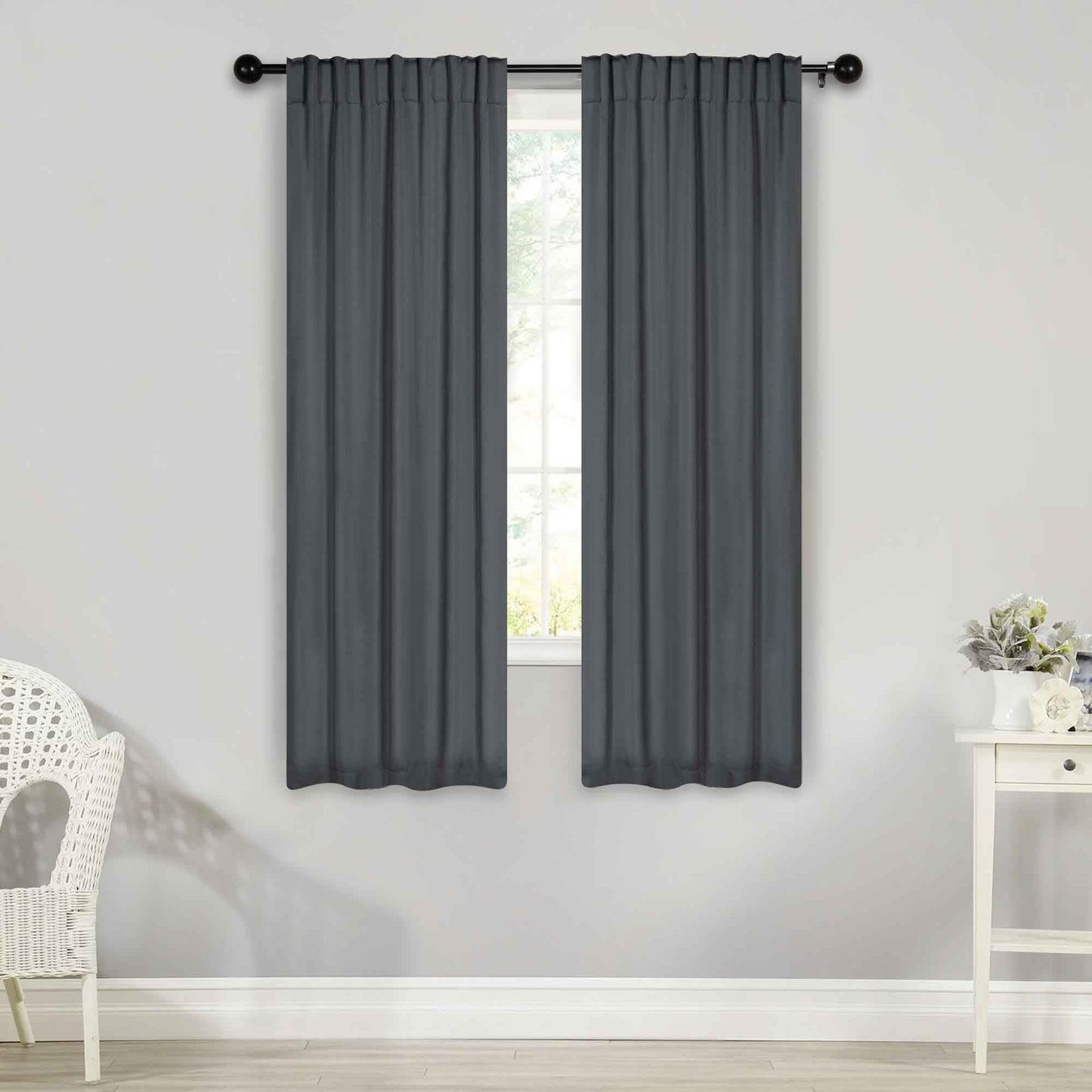 Solid Room Darkening Blackout Curtain Panels. Back Tabs. Set of 2