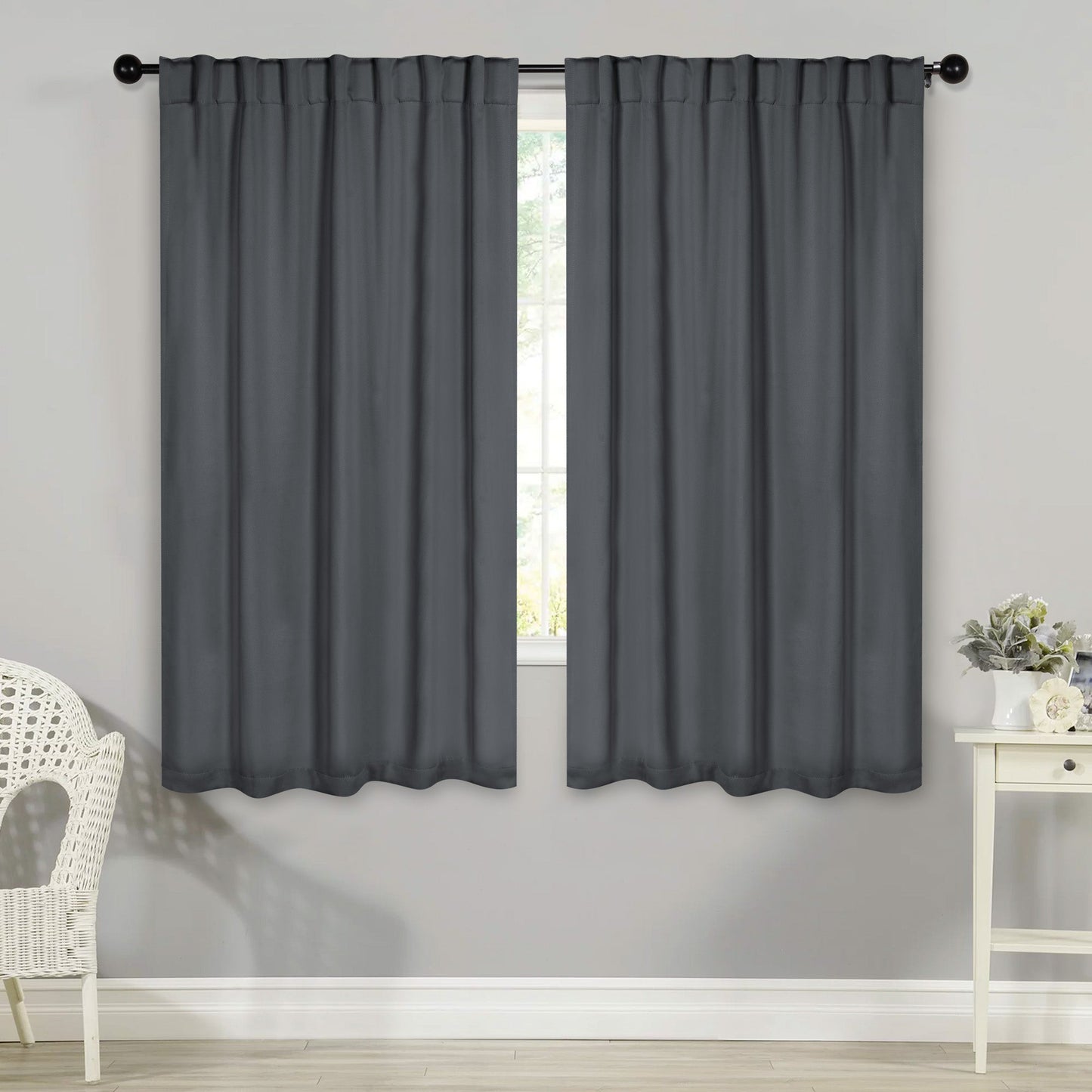 Solid Room Darkening Blackout Curtain Panels. Back Tabs. Set of 2