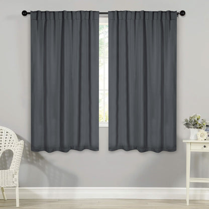 Solid Room Darkening Blackout Curtain Panels. Back Tabs. Set of 2