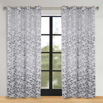 Leaves Room Darkening Washable Blackout Curtain Panels. Set of 2