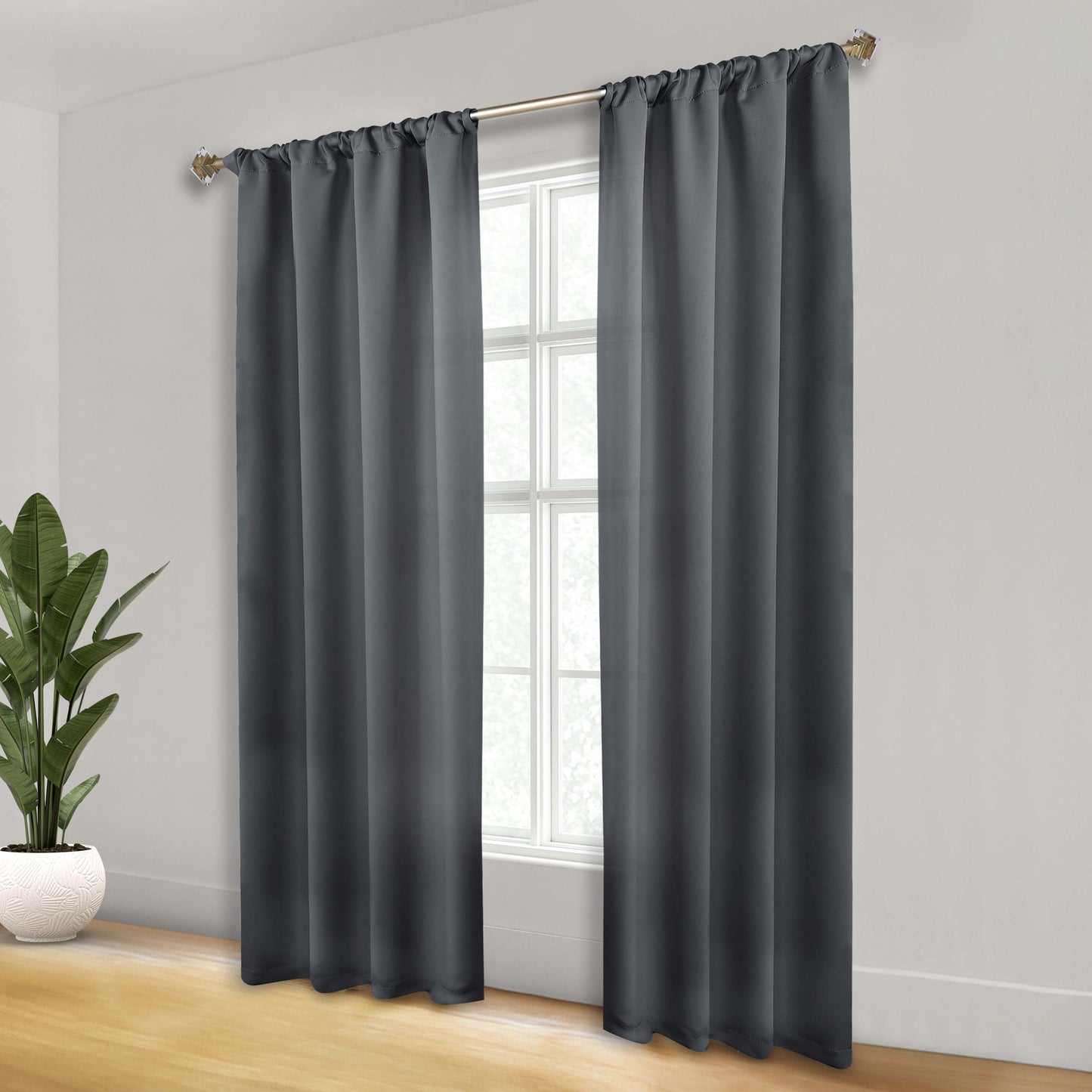 Solid Room Darkening Rod Pocket Blackout Curtain Panels. Set of 2