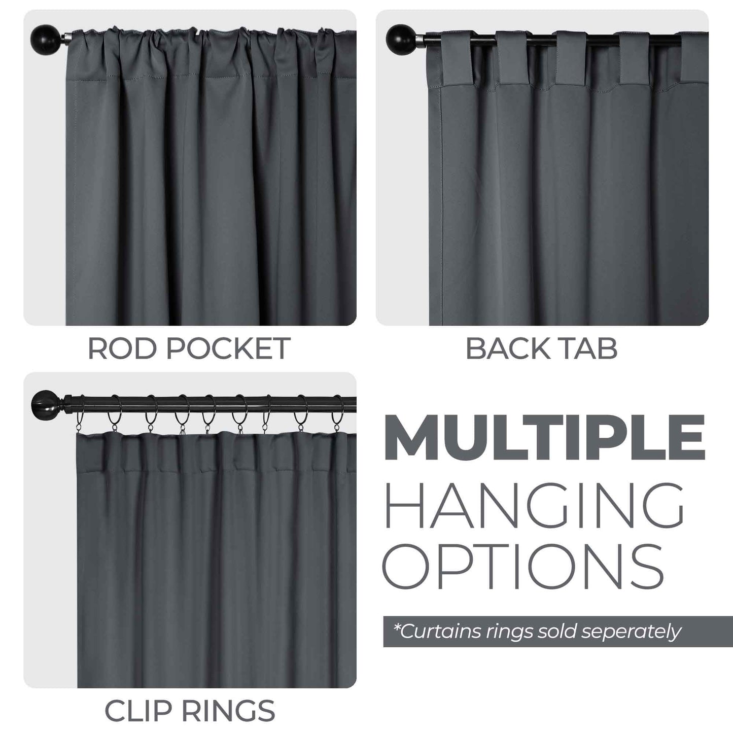 Solid Room Darkening Blackout Curtain Panels. Back Tabs. Set of 2