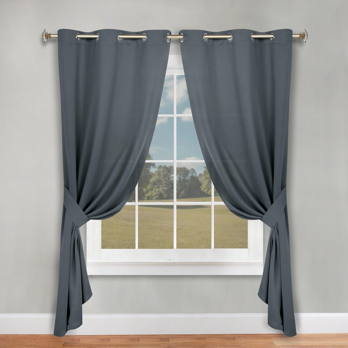 Classic Modern Solid Room Darkening Blackout Curtain Panels. Set of 2