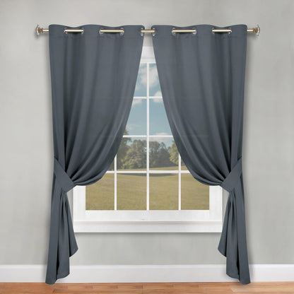 Classic Modern Solid Room Darkening Blackout Curtain Panels. Set of 2