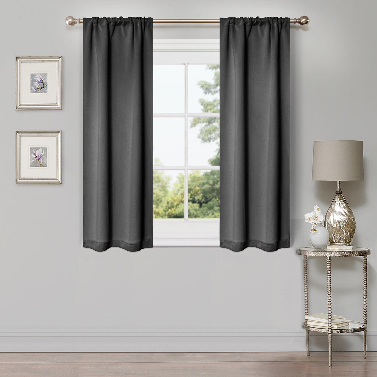 Solid Machine Washable Room Darkening Blackout Curtains. Set of 2