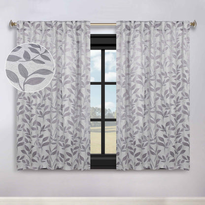 Leaves Room Darkening Back Tabs Blackout Curtain Panels. Set of 2