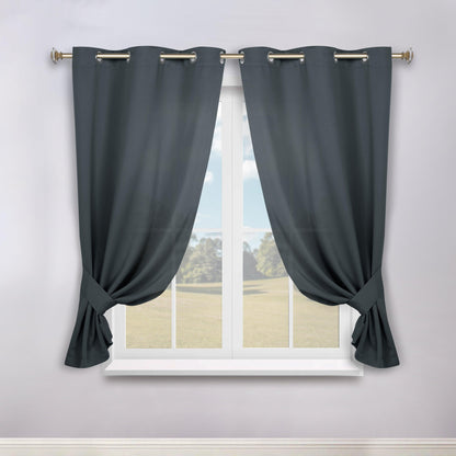 Classic Modern Solid Room Darkening Blackout Curtain Panels. Set of 2