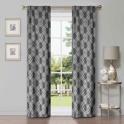 Ribbon Trellis Washable Room Darkening Blackout Curtains. Set of 2