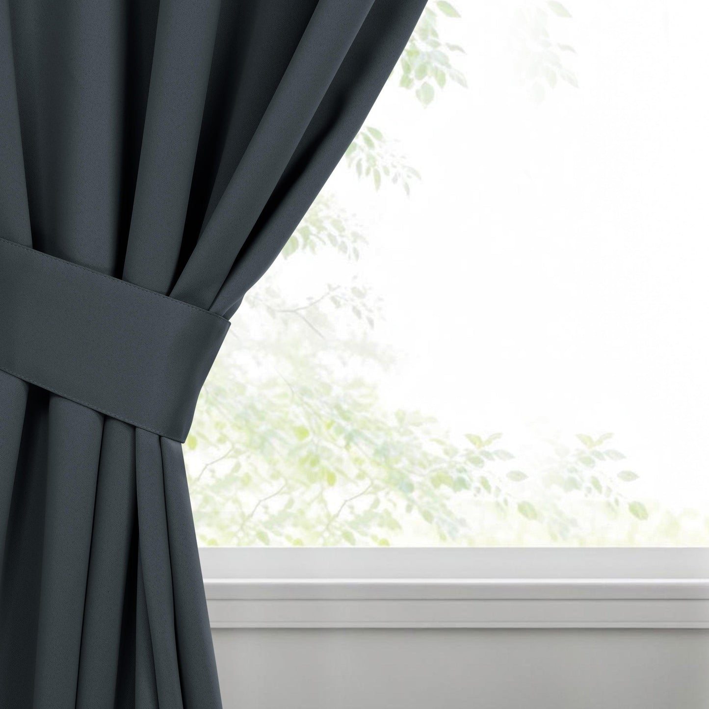 Classic Modern Solid Room Darkening Blackout Curtain Panels. Set of 2