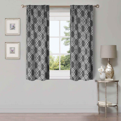 Ribbon Trellis Washable Room Darkening Blackout Curtains. Set of 2