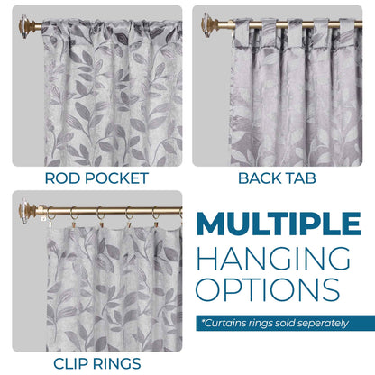 Leaves Room Darkening Back Tabs Blackout Curtain Panels. Set of 2