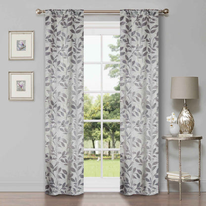 Leaves Room Darkening Washable Blackout Curtain Panels. Set of 2