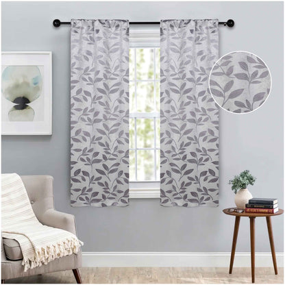Leaves Room Darkening Washable Blackout Curtain Panels. Set of 2