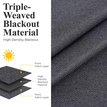 Nyan 100% Blackout Machine Washable Grommet Curtains. Set of 2 Panels