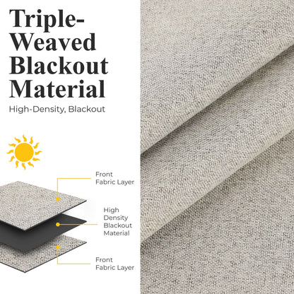 Neal 100% Blackout Machine Washable Grommet Curtains. Set of 2 Panels