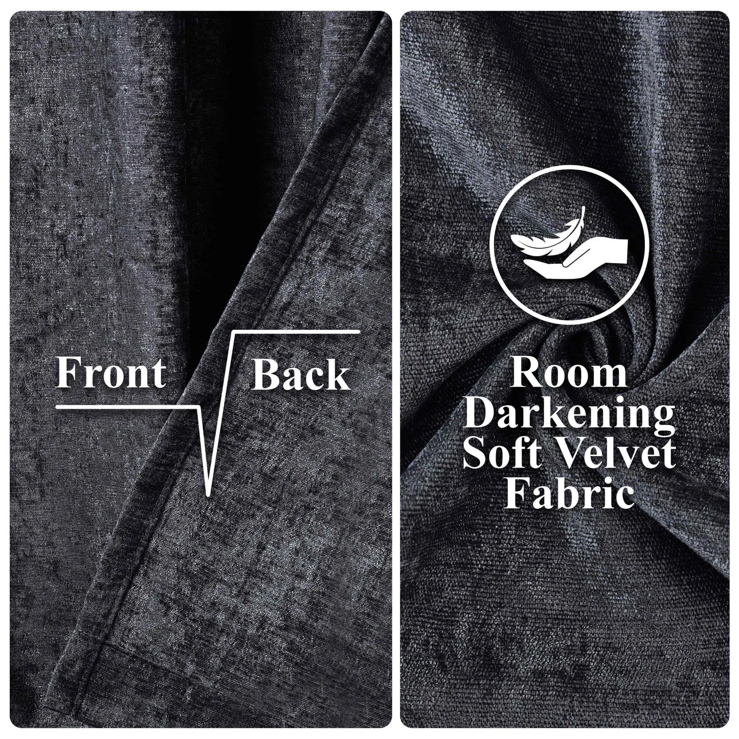 Noor Semi-Blackout Chenille Washable Grommet Curtains. Set of 2 Panels