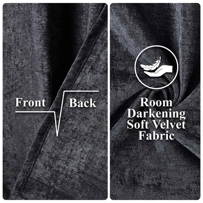 Noor Semi-Blackout Chenille Washable Grommet Curtains. Set of 2 Panels