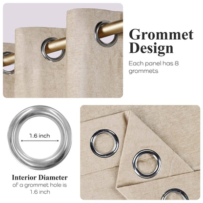 Noor Semi-Blackout Chenille Washable Grommet Curtains. Set of 2 Panels