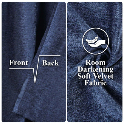 Noor Semi-Blackout Chenille Washable Grommet Curtains. Set of 2 Panels