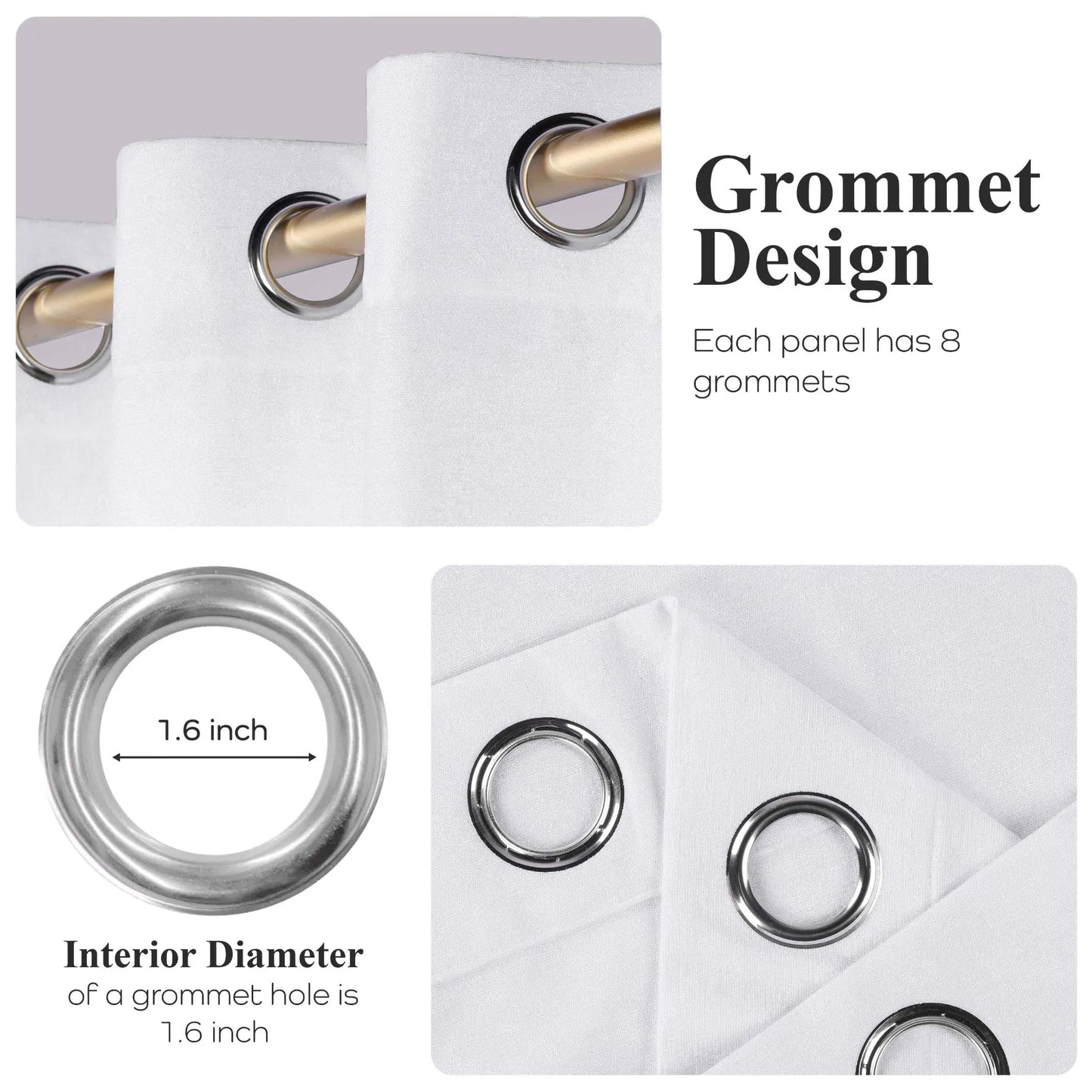 Noor Semi-Blackout Chenille Washable Grommet Curtains. Set of 2 Panels