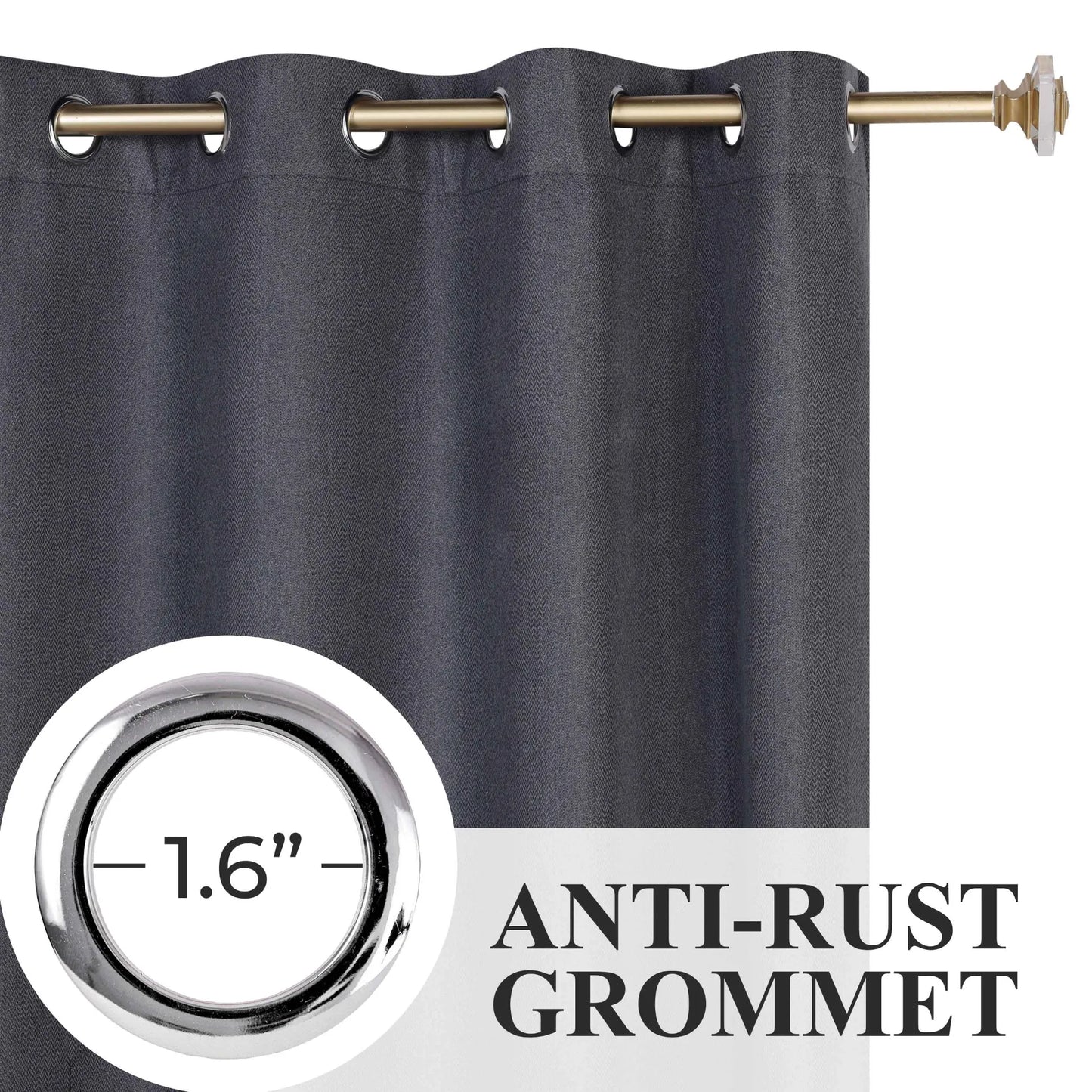 Nyan 100% Blackout Machine Washable Grommet Curtains. Set of 2 Panels