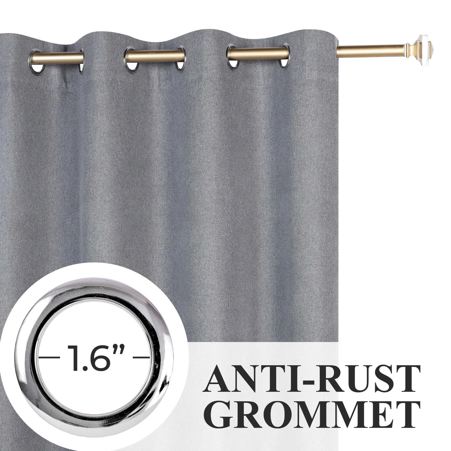 Nyan 100% Blackout Machine Washable Grommet Curtains. Set of 2 Panels