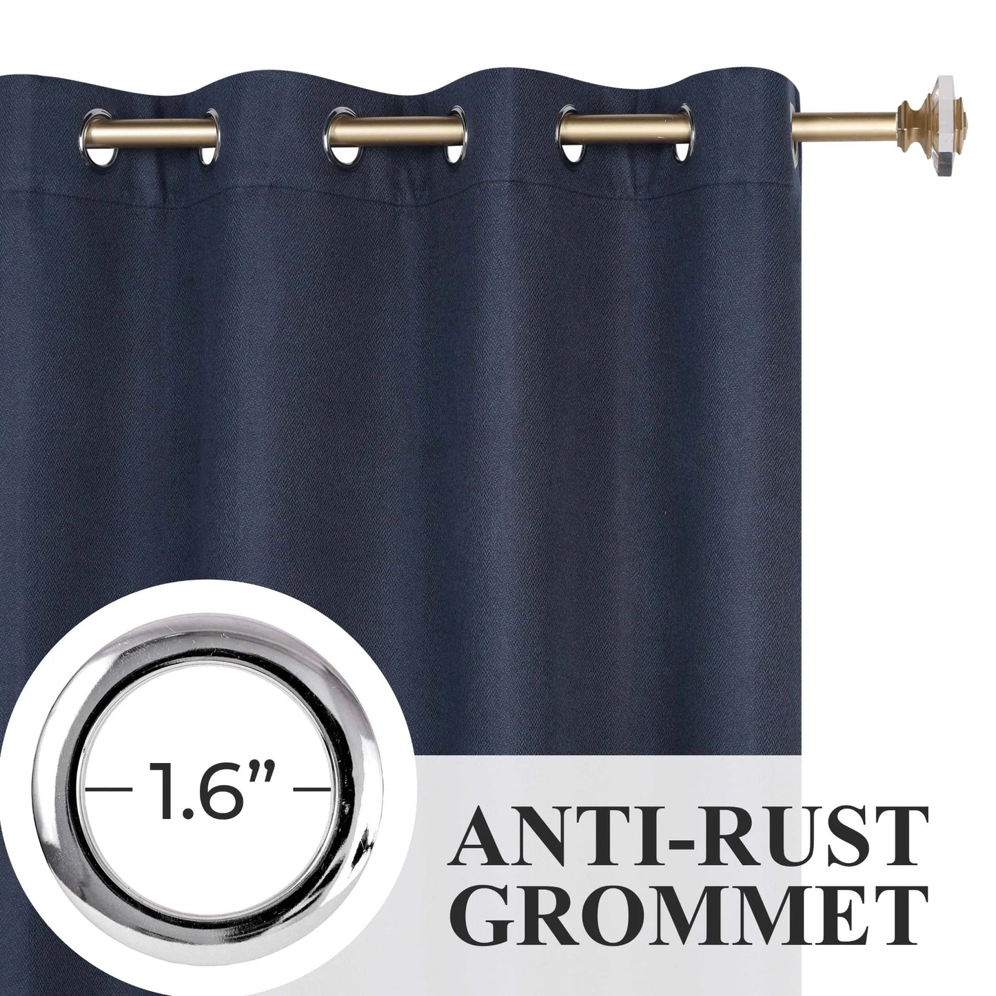 Nyan 100% Blackout Machine Washable Grommet Curtains. Set of 2 Panels