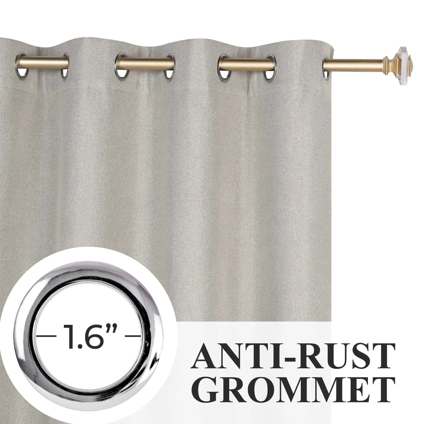 Nyan 100% Blackout Machine Washable Grommet Curtains. Set of 2 Panels