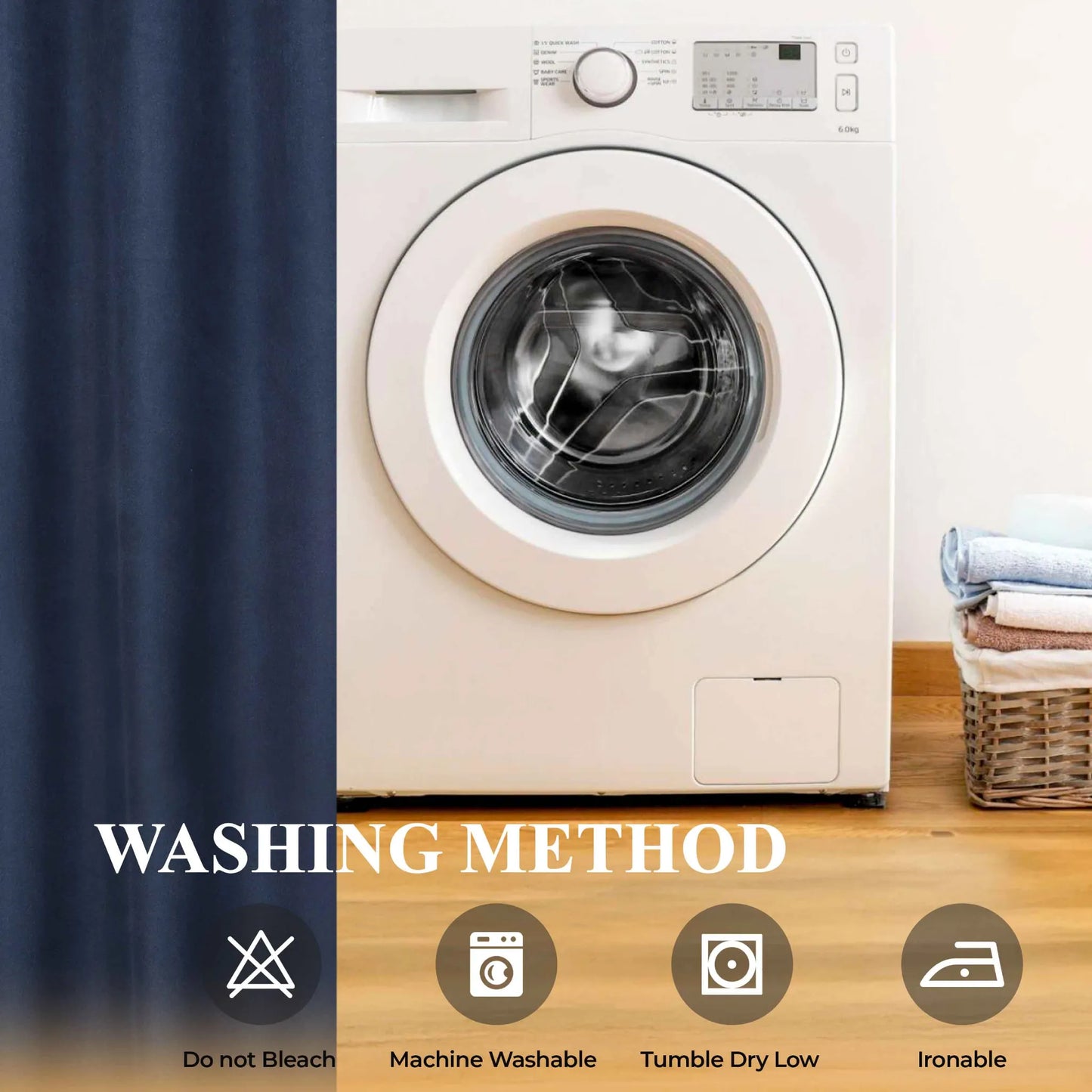 Neal 100% Blackout Machine Washable Grommet Curtains. Set of 2 Panels