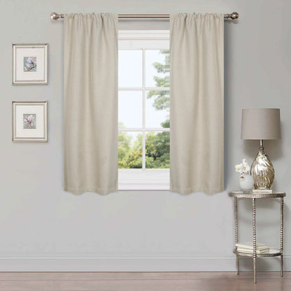 Linen Washable Room Darkening Blackout Curtains. Set of 2