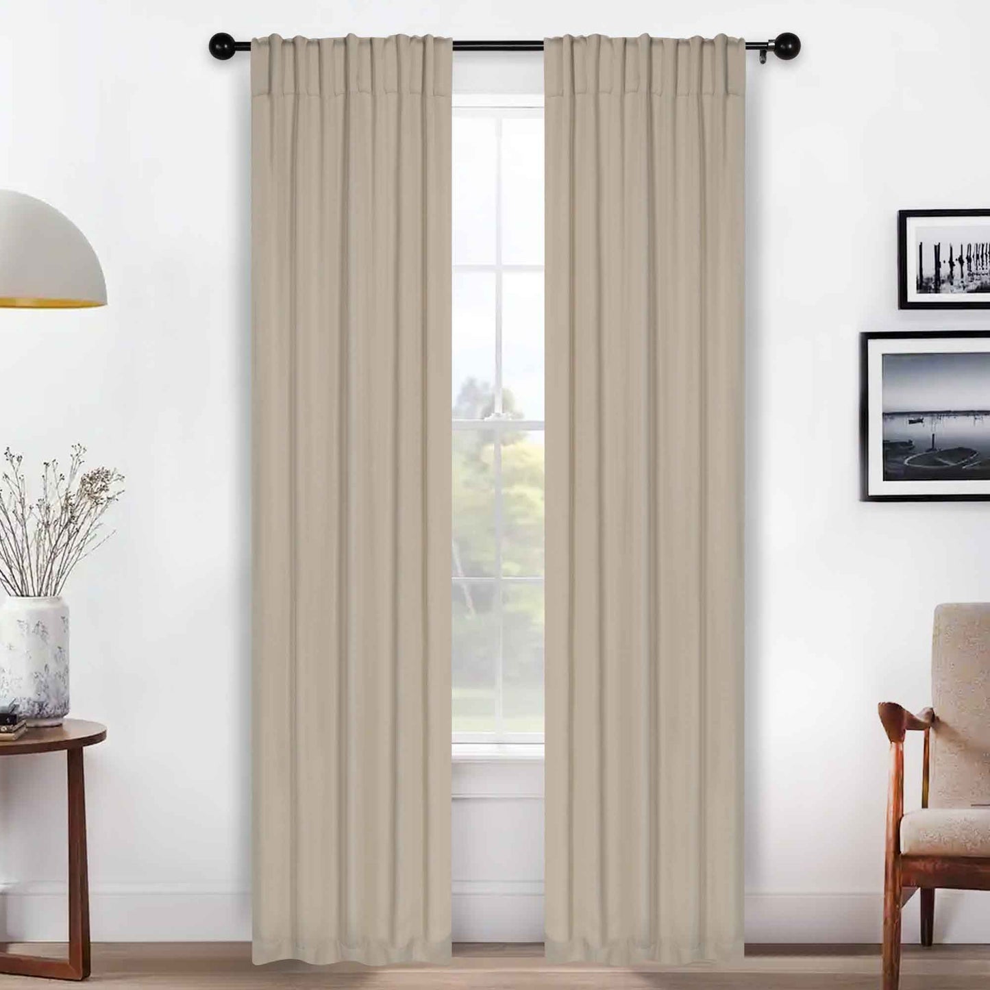 Solid Room Darkening Blackout Curtain Panels. Back Tabs. Set of 2