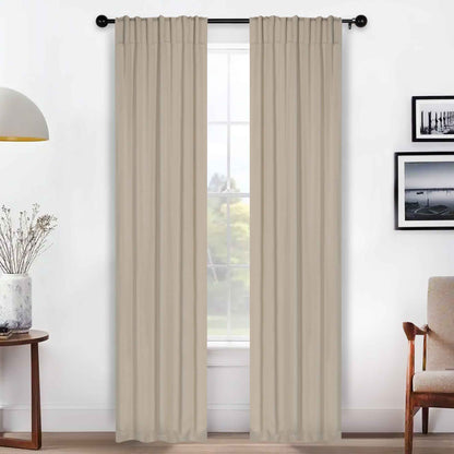 Solid Room Darkening Blackout Curtain Panels. Back Tabs. Set of 2