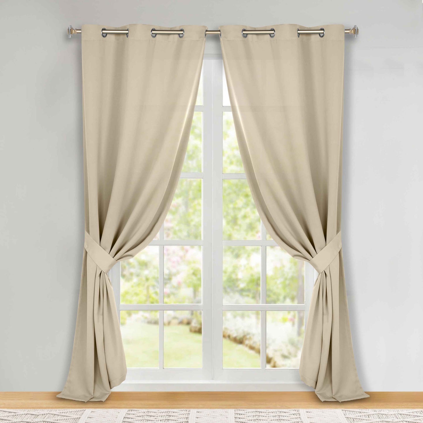Classic Modern Solid Room Darkening Blackout Curtain Panels. Set of 2