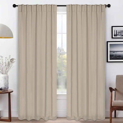 Solid Room Darkening Blackout Curtain Panels. Back Tabs. Set of 2