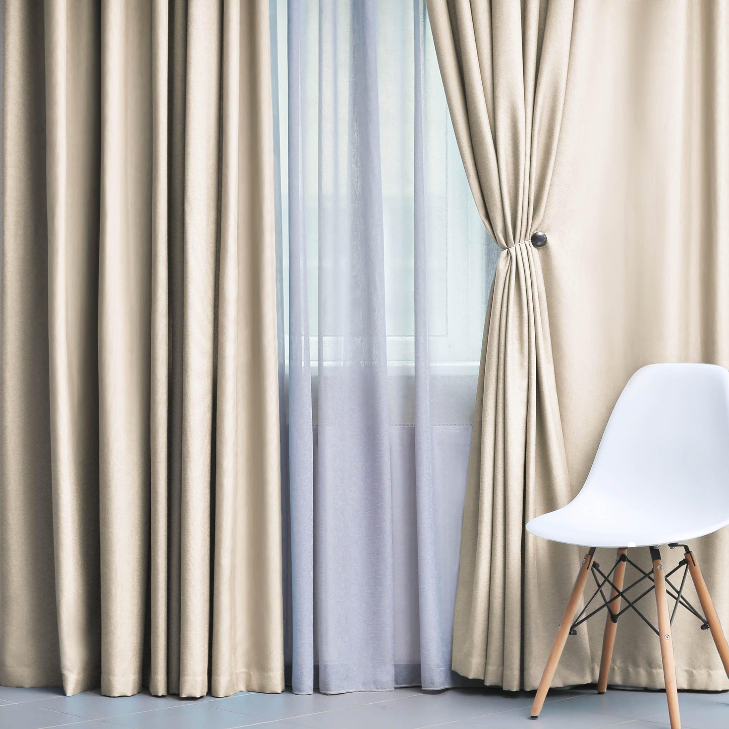 Solid Machine Washable Room Darkening Blackout Curtains. Set of 2