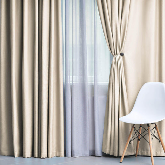 Solid Machine Washable Room Darkening Blackout Curtains. Set of 2