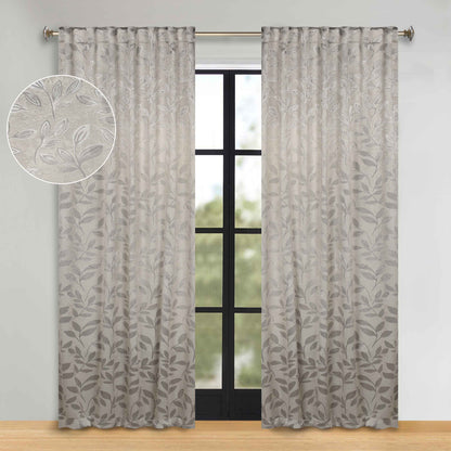 Leaves Room Darkening Back Tabs Blackout Curtain Panels. Set of 2