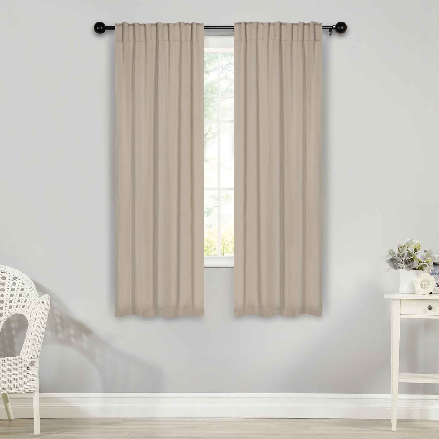 Solid Room Darkening Blackout Curtain Panels. Back Tabs. Set of 2