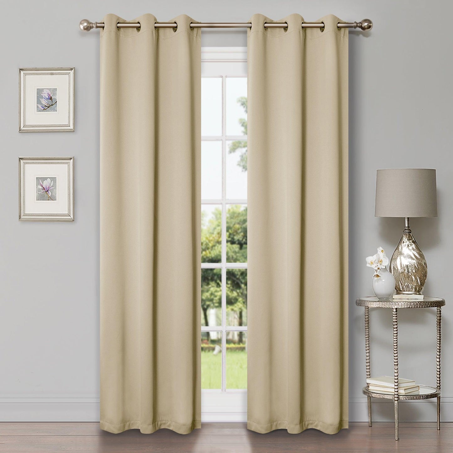 Solid Machine Washable Room Darkening Blackout Curtains. Set of 2