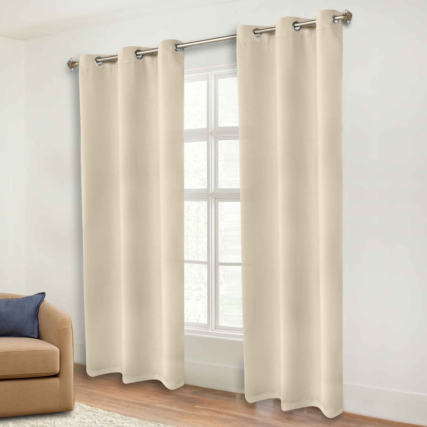 Classic Modern Solid Room Darkening Blackout Curtain Panels. Set of 2