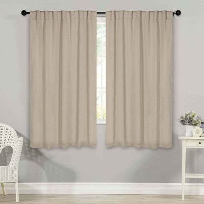 Solid Room Darkening Blackout Curtain Panels. Back Tabs. Set of 2