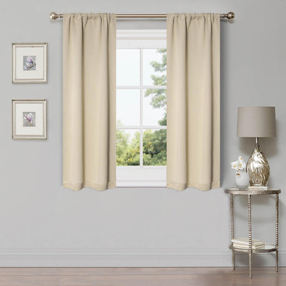 Solid Machine Washable Room Darkening Blackout Curtains. Set of 2