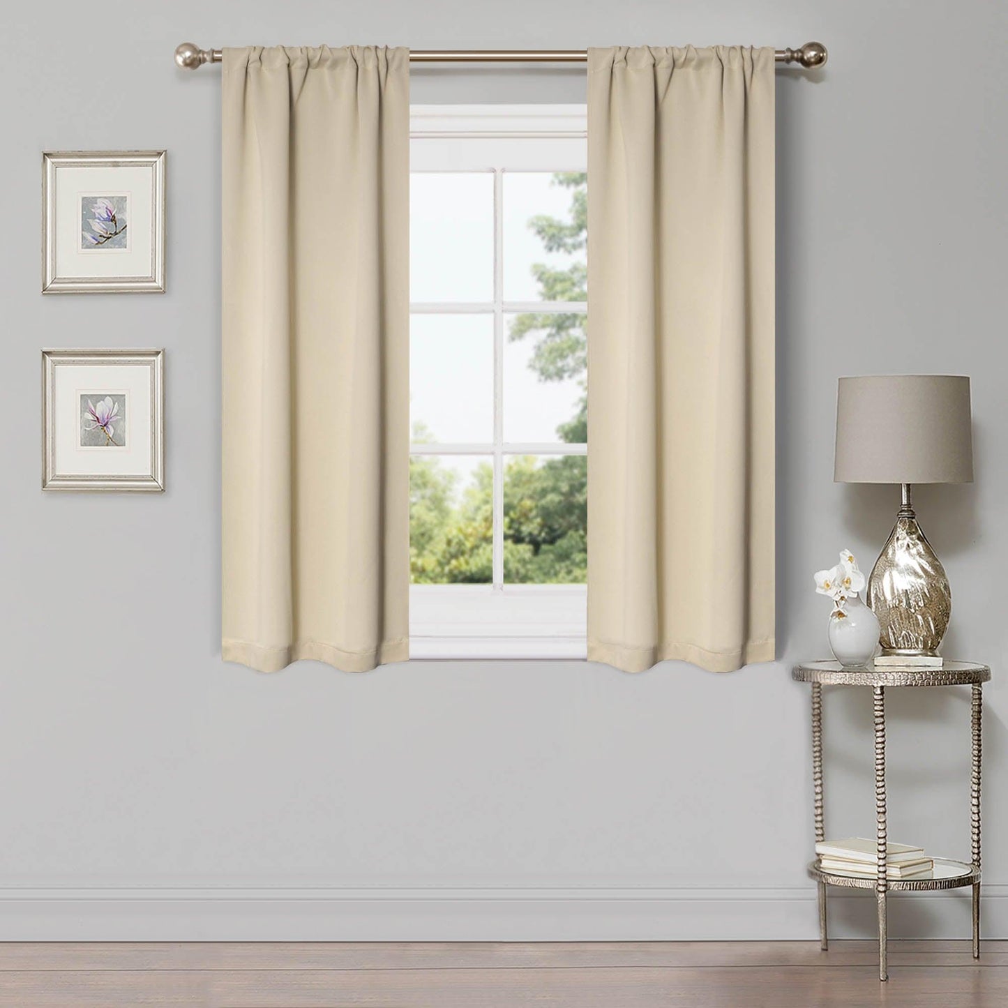 Solid Machine Washable Room Darkening Blackout Curtains. Set of 2