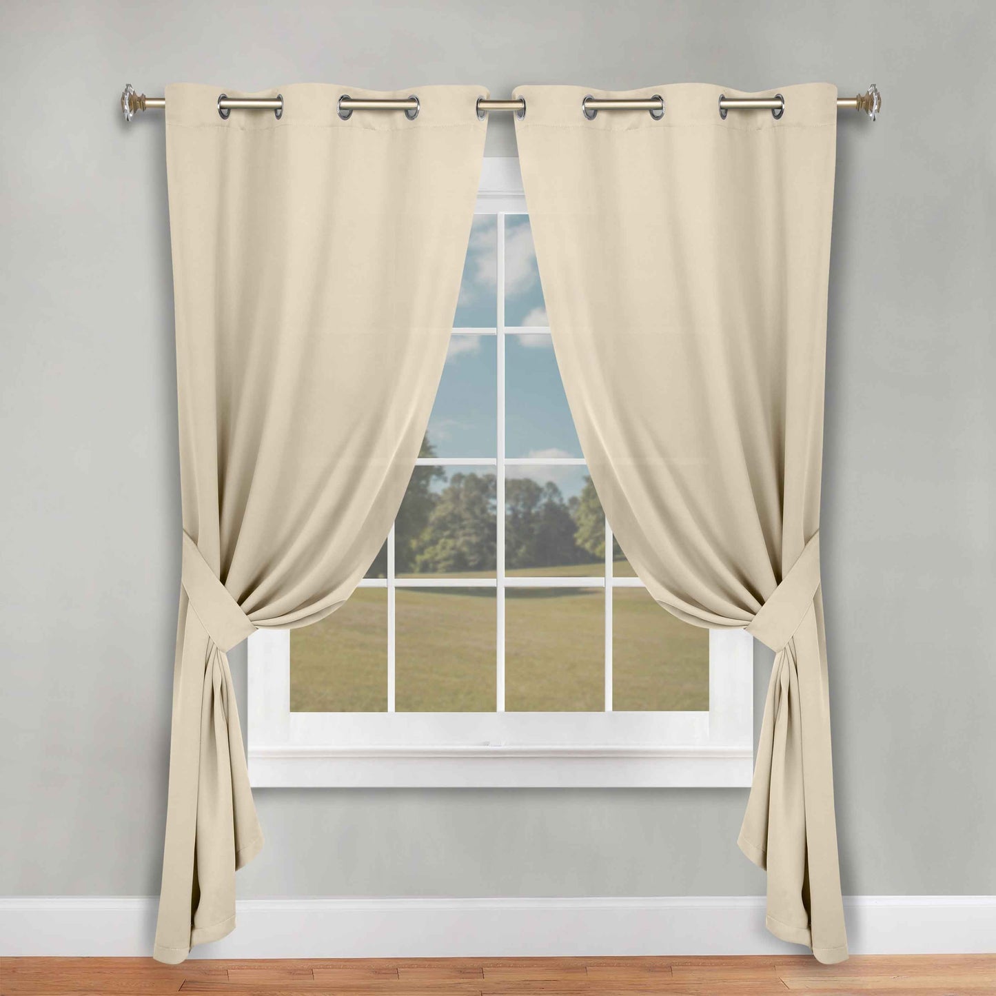 Classic Modern Solid Room Darkening Blackout Curtain Panels. Set of 2