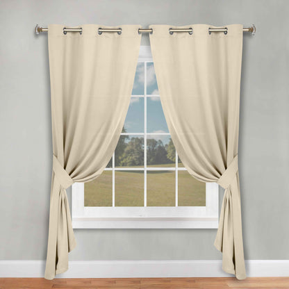 Classic Modern Solid Room Darkening Blackout Curtain Panels. Set of 2