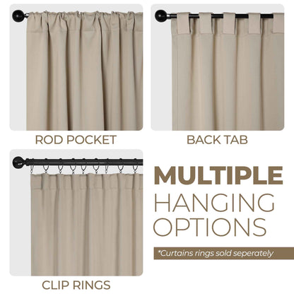 Solid Room Darkening Blackout Curtain Panels. Back Tabs. Set of 2